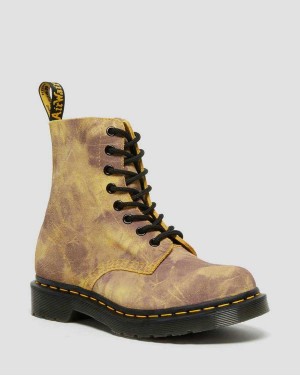 Black Brown DR Martens 1460 Pascal Tie Dye Leather Lace Up Boots | 5609OKHVQ