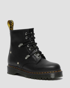 Black DR Martens 1460 Bex Stud Leather Lace Up Boots | 4283QRLXO