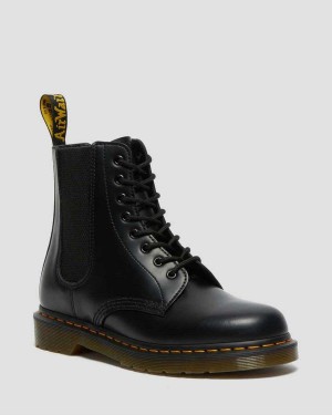 Black DR Martens 1460 Harper Smooth Leather Lace Up Boots | 7104LUFDW