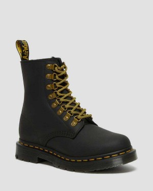 Black DR Martens 1460 Pascal DM's Wintergrip Leather Lace Up Boots | 2945ULKZG