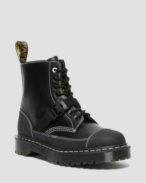 Black DR Martens 1460 Tech Made in England Leather Lace Up Boots | 5312JHEUS