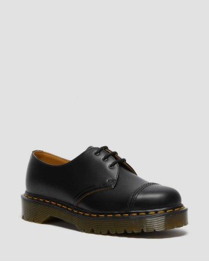 Black DR Martens 1461 Bex Made in England Toe Cap Oxford Shoes | 2063QVUTC