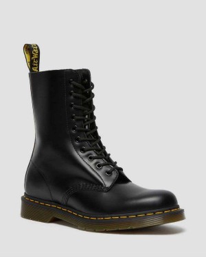 Black DR Martens 1490 Smooth Leather Mid Calf Boots | 8469FLOUD