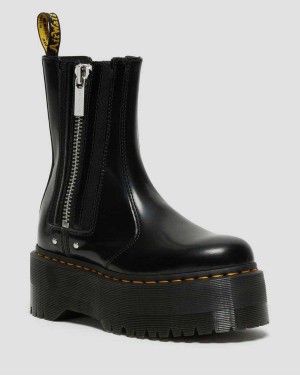 Black DR Martens 2976 Max Leather Platform Chelsea Boots | 6371OCSMZ