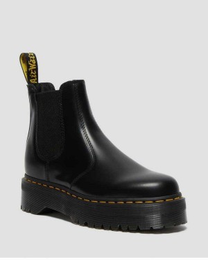 Black DR Martens 2976 Smooth Leather Platform Chelsea Boots | 8912NHKVO