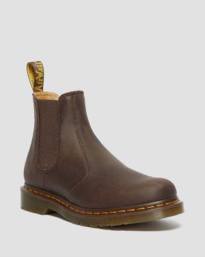 Black DR Martens 2976 Yellow Stitch Crazy Horse Leather Chelsea Boots | 9468ABWLF