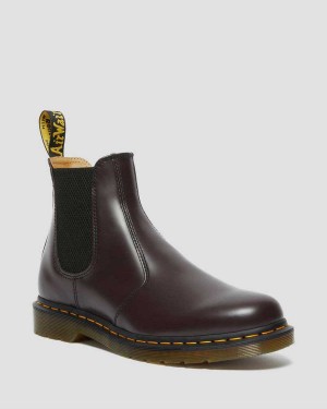 Black DR Martens 2976 Yellow Stitch Smooth Leather Chelsea Boots | 4026NVFBG