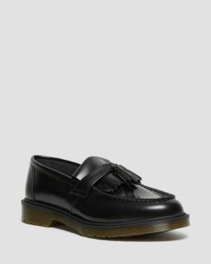 Black DR Martens Adrian Smooth Leather Tassle Loafers | 5236EYDBH