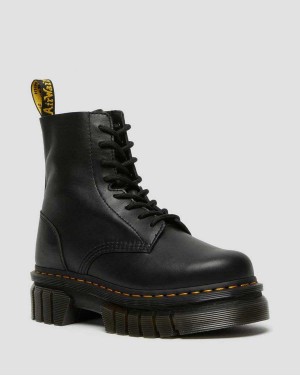 Black DR Martens Audrick Nappa Leather Platform Ankle Boots | 3745EWHGC