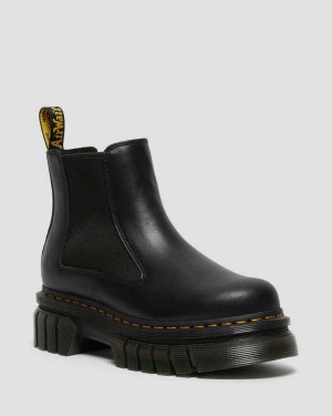 Black DR Martens Audrick Nappa Leather Platform Chelsea Boots | 7389ZLRFQ