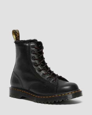 Black DR Martens Barton Made in England Shearling Lined Leather Boots | 0625CDPRH