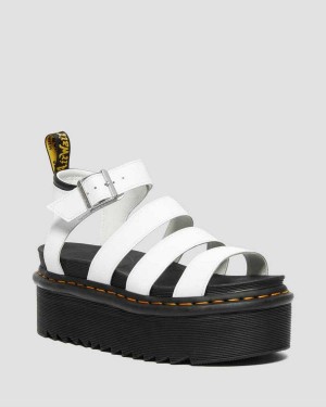 Black DR Martens Blaire Hydro Leather Platform Strap Sandals | 0621NOJDE