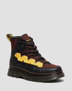 Black DR Martens Boury Contrast Nylon & Leather Casual Boots | 3148IUWZJ