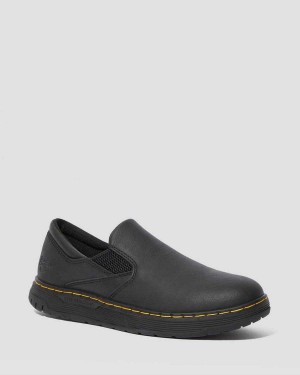 Black DR Martens Brockley Slip Resistant Leather Work Shoes | 1583JWLIK