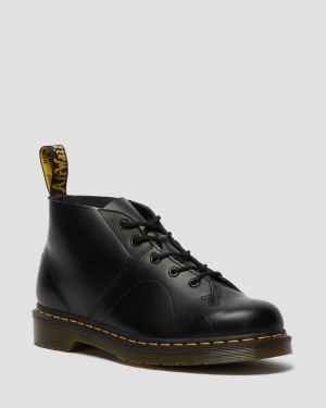 Black DR Martens Church Smooth Leather Monkey Boots | 2568FRZEQ