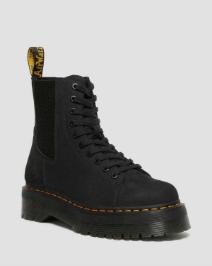 Black DR Martens Jadon Nubuck Leather Platform Boots | 0834BDNRJ