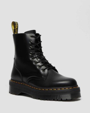 Black DR Martens Jadon Smooth Leather Platform Boots | 6914PCJVD