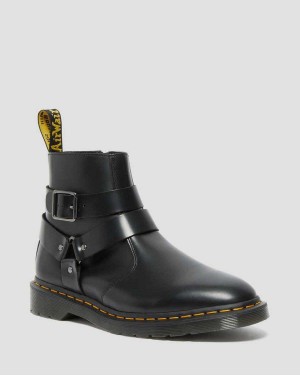 Black DR Martens Jaimes Leather Harness Chelsea Boots | 5768OSYCV