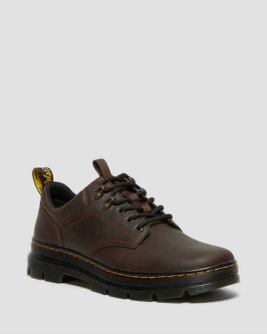 Black DR Martens Reeder Crazy Horse Leather Utility Shoes | 8405EMVYQ