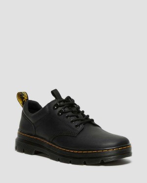 Black DR Martens Reeder Wyoming Leather Utility Shoes | 0945MLJGB