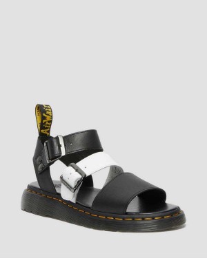 Black Leopard DR Martens Gryphon Contrast Leather Strap Sandals | 5102EHYAU