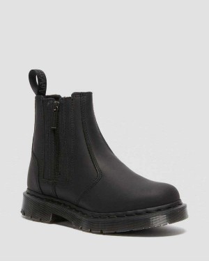 Black White DR Martens 2976 DM's Wintergrip Zip Chelsea Boots | 4698OASFV