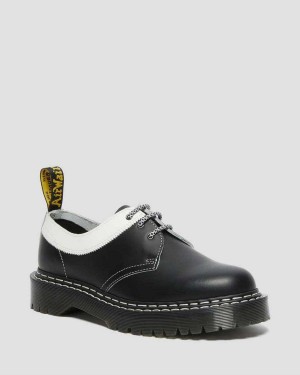 Blue DR Martens 1461 Bex Smooth Contrast Leather Oxford Shoes | 0419BAZXJ