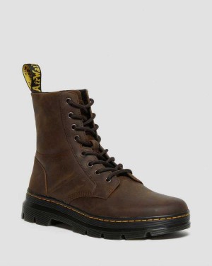 Brown DR Martens Combs Crazy Horse Leather Casual Boots | 4071ZYXSQ