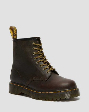 Burgundy DR Martens 1460 Bex Crazy Horse Leather Lace Up Boots | 0319FJMYH