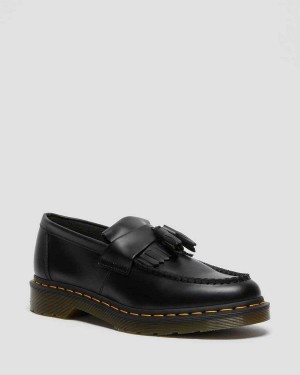 Pink Red DR Martens Adrian Yellow Stitch Leather Tassel Loafers | 0139UZXYP