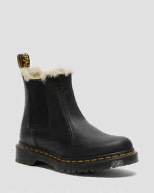 White DR Martens 2976 Faux Fur Lined Chelsea Boots | 0631ZSJOH