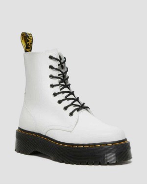 White DR Martens Jadon Smooth Leather Platform Boots | 3589CLDYR