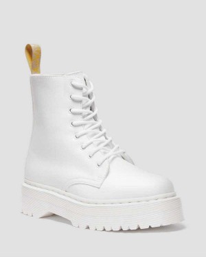 White DR Martens Vegan Jadon II Kemble Mono Platform Boots | 7081TFRQJ