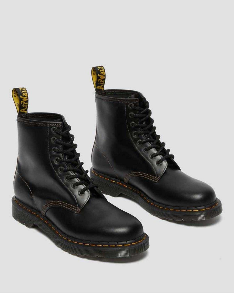 Black Brown DR Martens 1460 Abruzzo Leather Lace Up Boots | 1869UMONQ