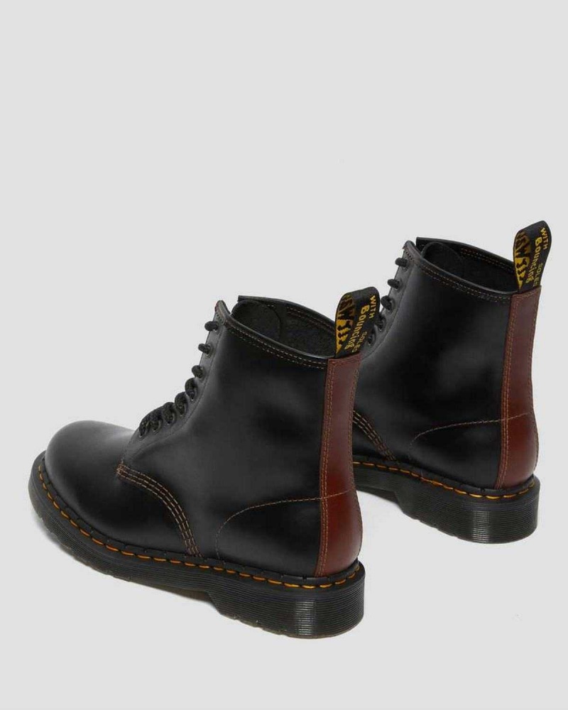 Black Brown DR Martens 1460 Abruzzo Leather Lace Up Boots | 1869UMONQ