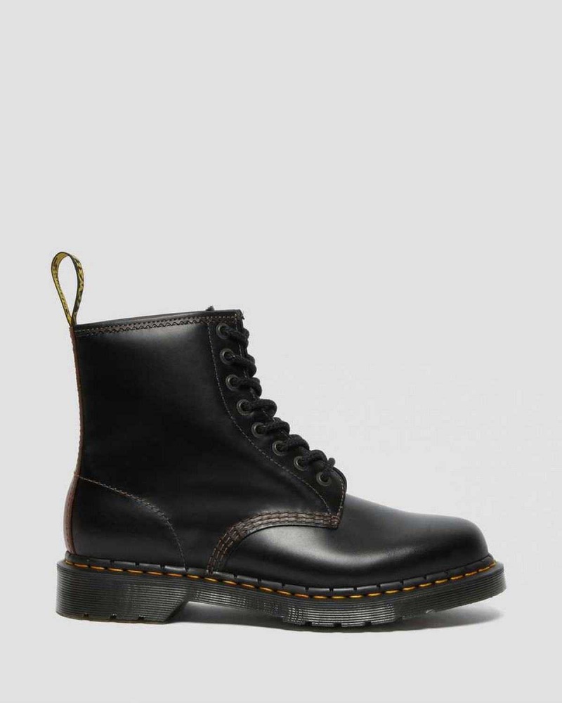 Black Brown DR Martens 1460 Abruzzo Leather Lace Up Boots | 1869UMONQ