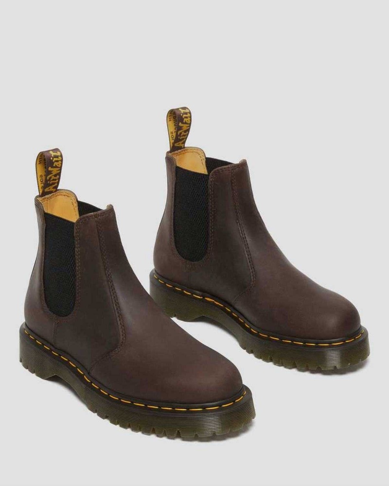 Black Brown DR Martens 2976 Bex Crazy Horse Chelsea Boots | 9846GOXHR