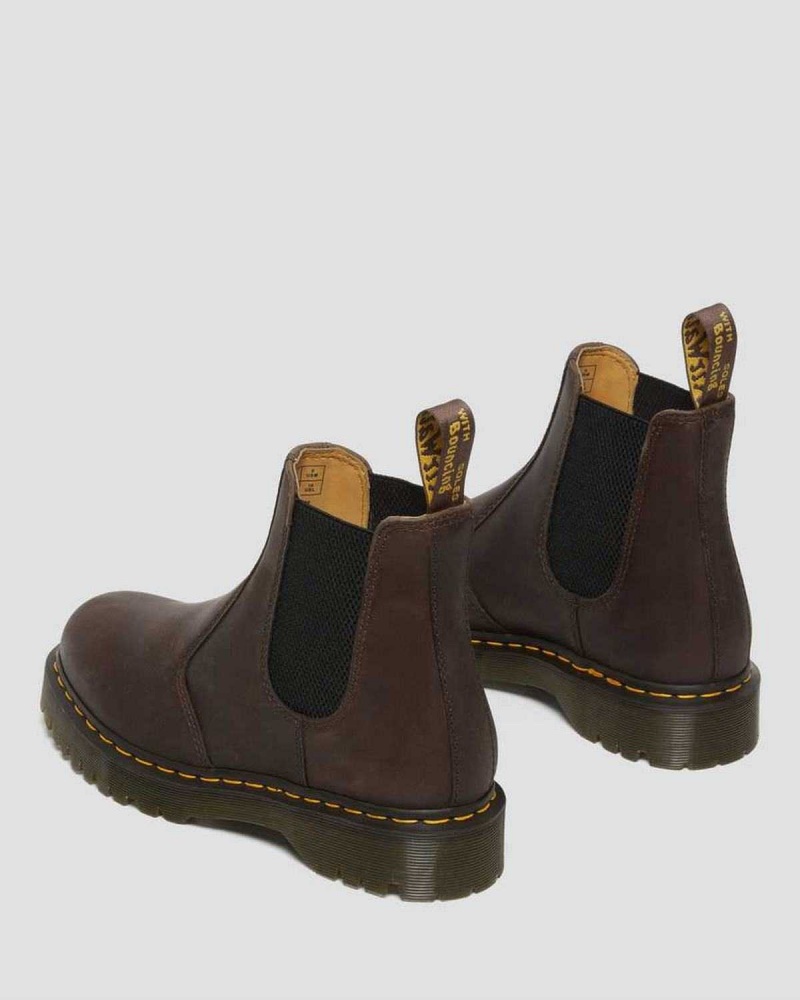 Black Brown DR Martens 2976 Bex Crazy Horse Chelsea Boots | 9846GOXHR