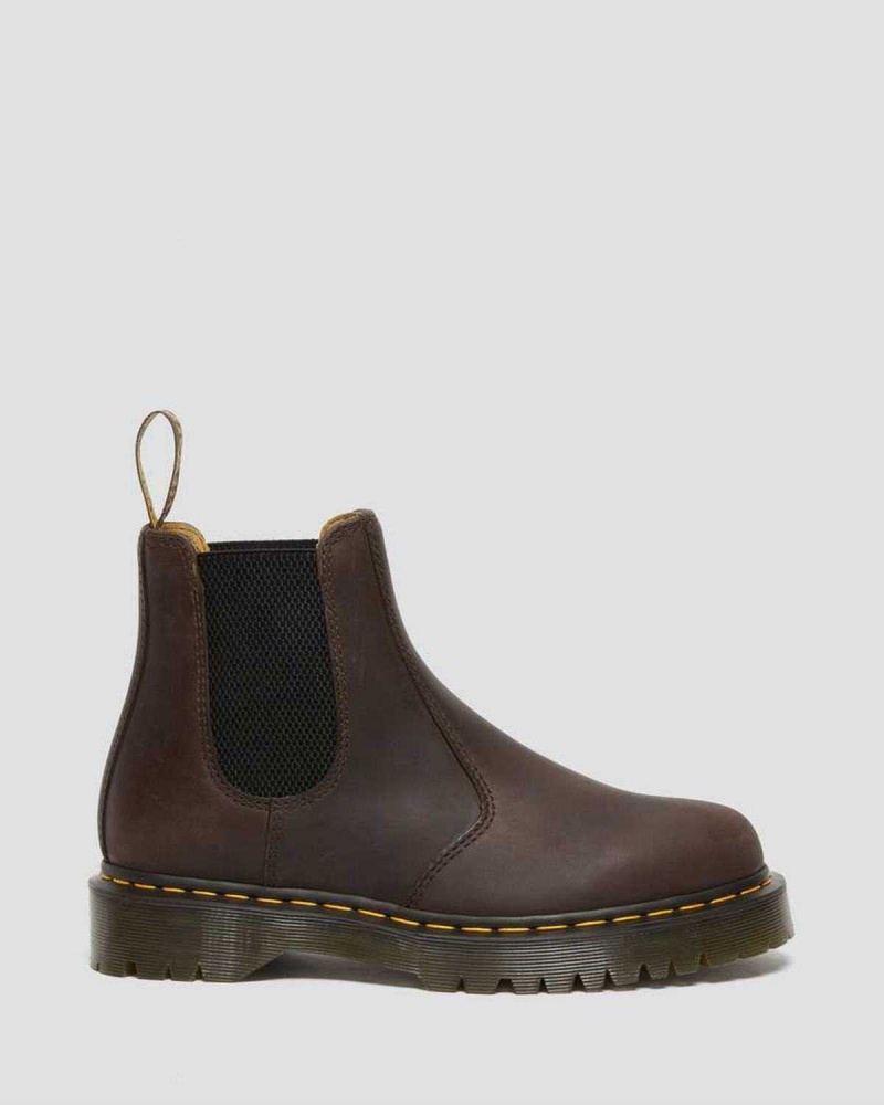 Black Brown DR Martens 2976 Bex Crazy Horse Chelsea Boots | 9846GOXHR