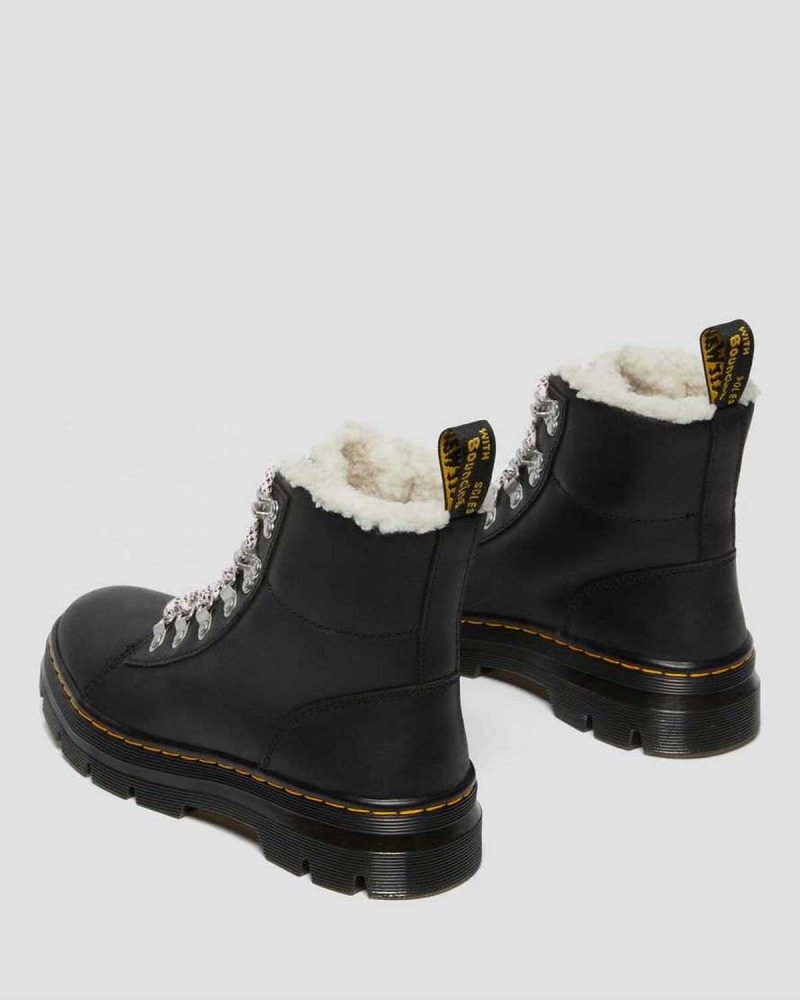 Black Brown DR Martens Combs Faux Shearling Lined Casual Boots | 3158RIYSO