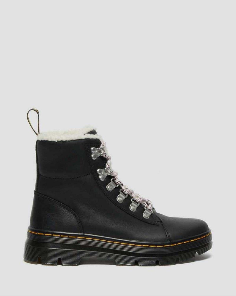 Black Brown DR Martens Combs Faux Shearling Lined Casual Boots | 3158RIYSO