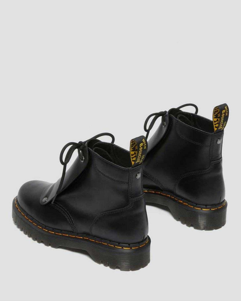 Black DR Martens 101 Bex Lace Cover Leather Ankle Boots | 9417HUQRV