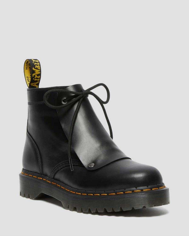 Black DR Martens 101 Bex Lace Cover Leather Ankle Boots | 9417HUQRV