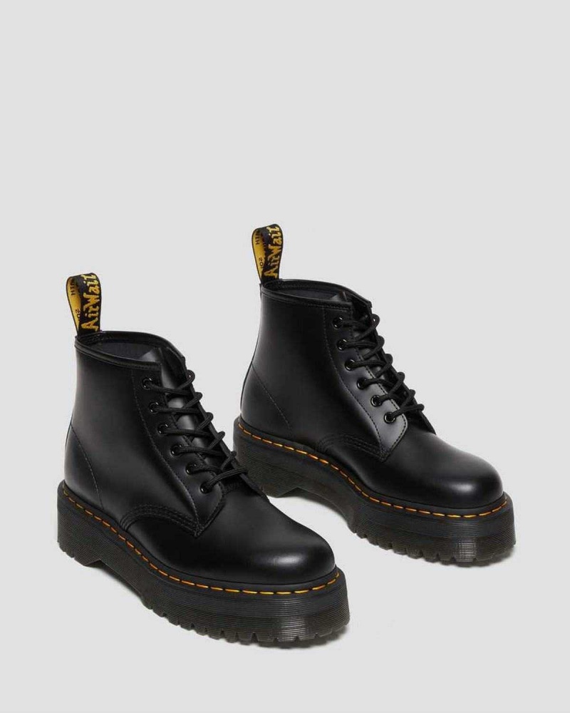 Black DR Martens 101 Smooth Leather Platform Ankle Boots | 0738ADZVK