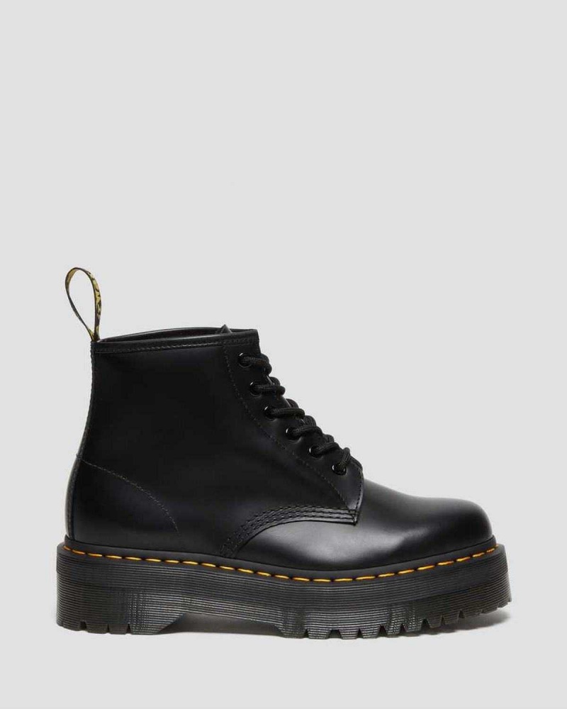 Black DR Martens 101 Smooth Leather Platform Ankle Boots | 0738ADZVK