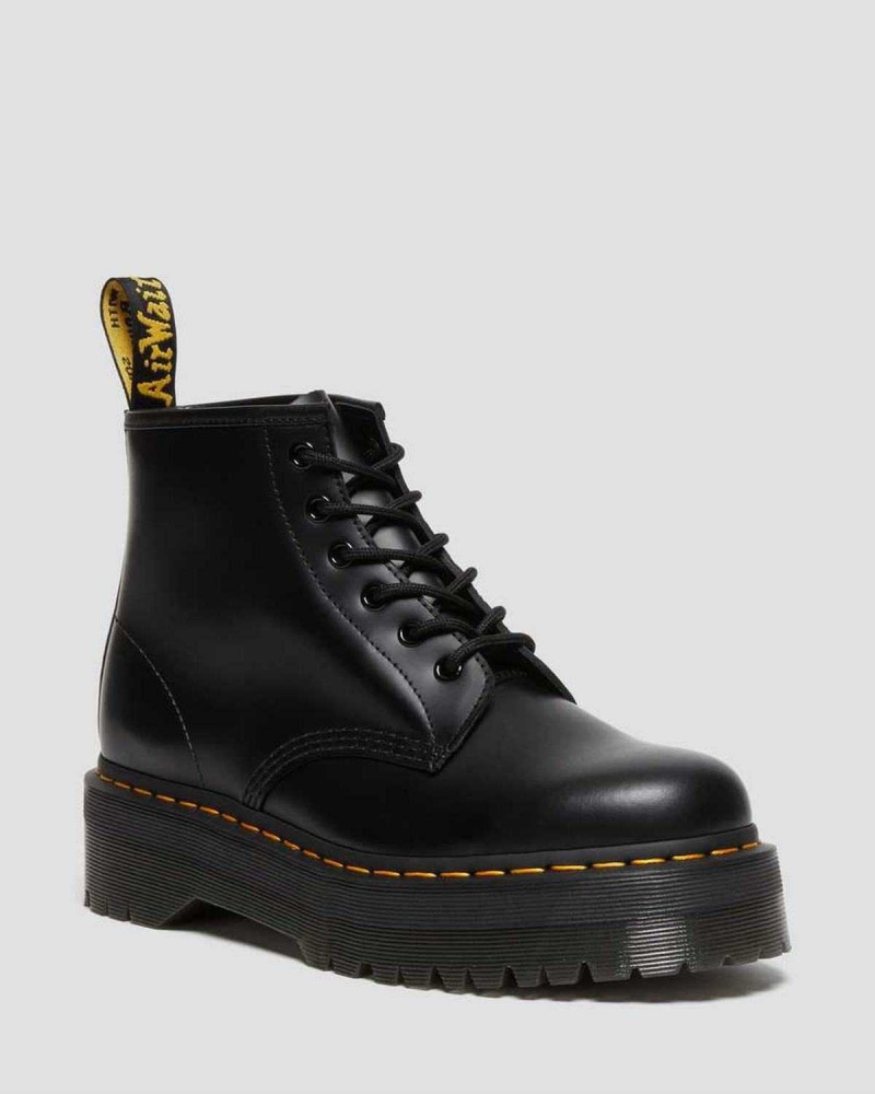 Black DR Martens 101 Smooth Leather Platform Ankle Boots | 0738ADZVK