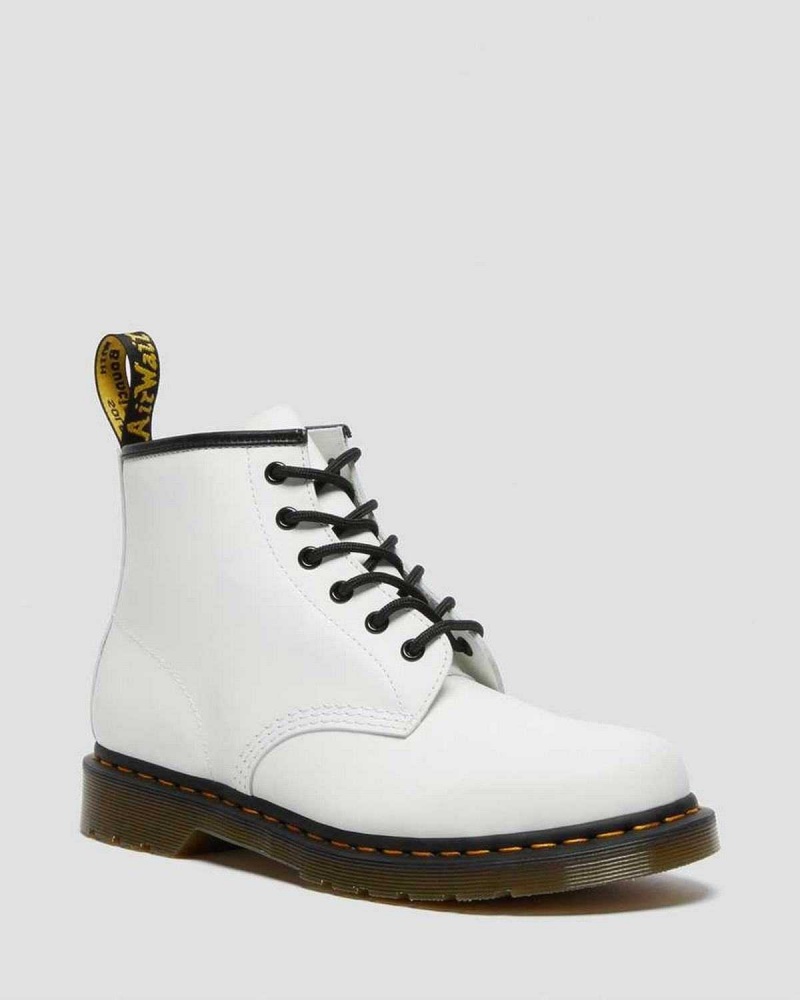 Black DR Martens 101 Yellow Stitch Smooth Leather Ankle Boots | 0738CJHFS