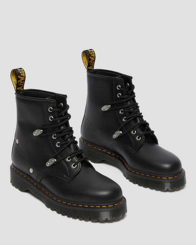 Black DR Martens 1460 Bex Stud Leather Lace Up Boots | 9481CHGSU