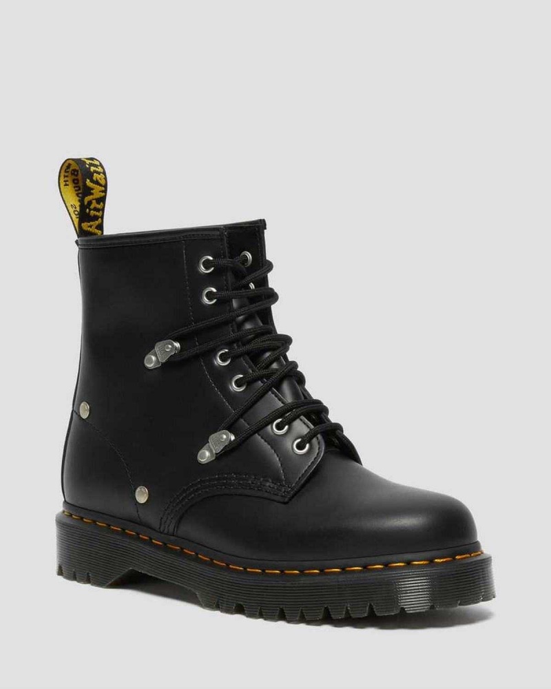 Black DR Martens 1460 Bex Stud Leather Lace Up Boots | 9481CHGSU