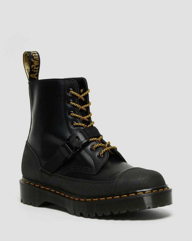 Black DR Martens 1460 Bex Tech Made in England Leather Lace Up Boots | 0943EALGO